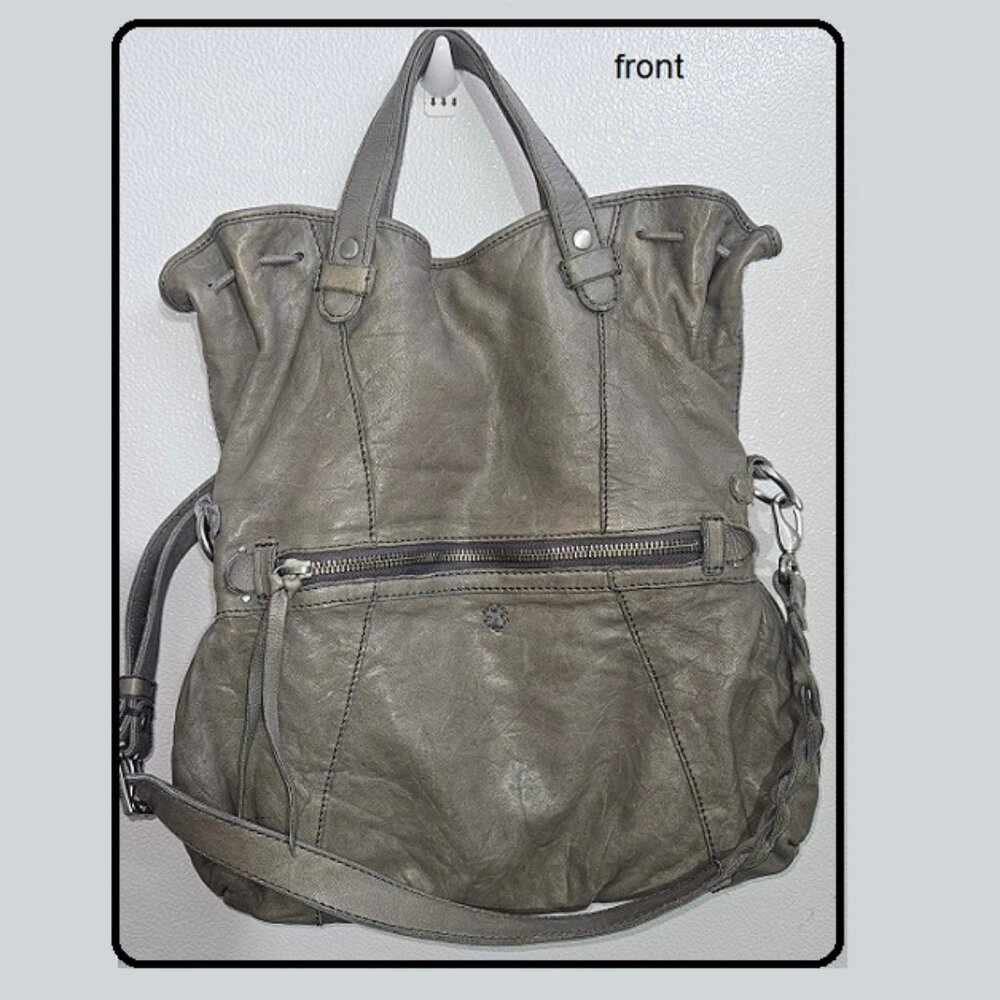 Lucky Brand Messenger Gray Italian Leather, handbag, shoulder, crossbody bag